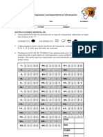 Hoja de Respuestas Correspondiente A La Evaluación