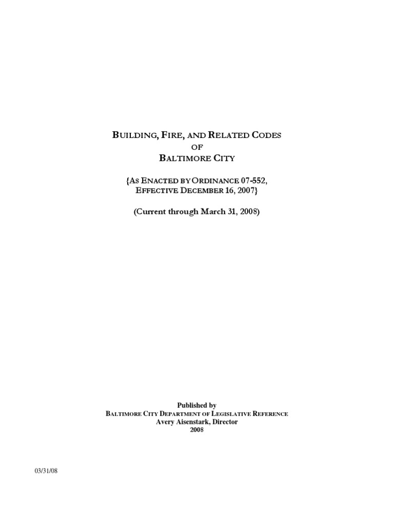Baltimore City Fire & Building Code 12507 PDF Hvac Search Warrant