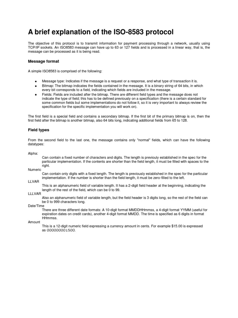 Overview of ISO 8583 Protocol | PDF | Computer Programming | Computer Data