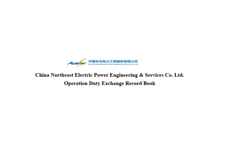 Duty Exchange Log Book Front Page PDF