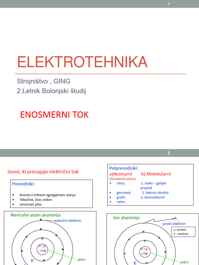 Elektrotehnika UNI-B Predavanja Enosmerni Tok | PDF
