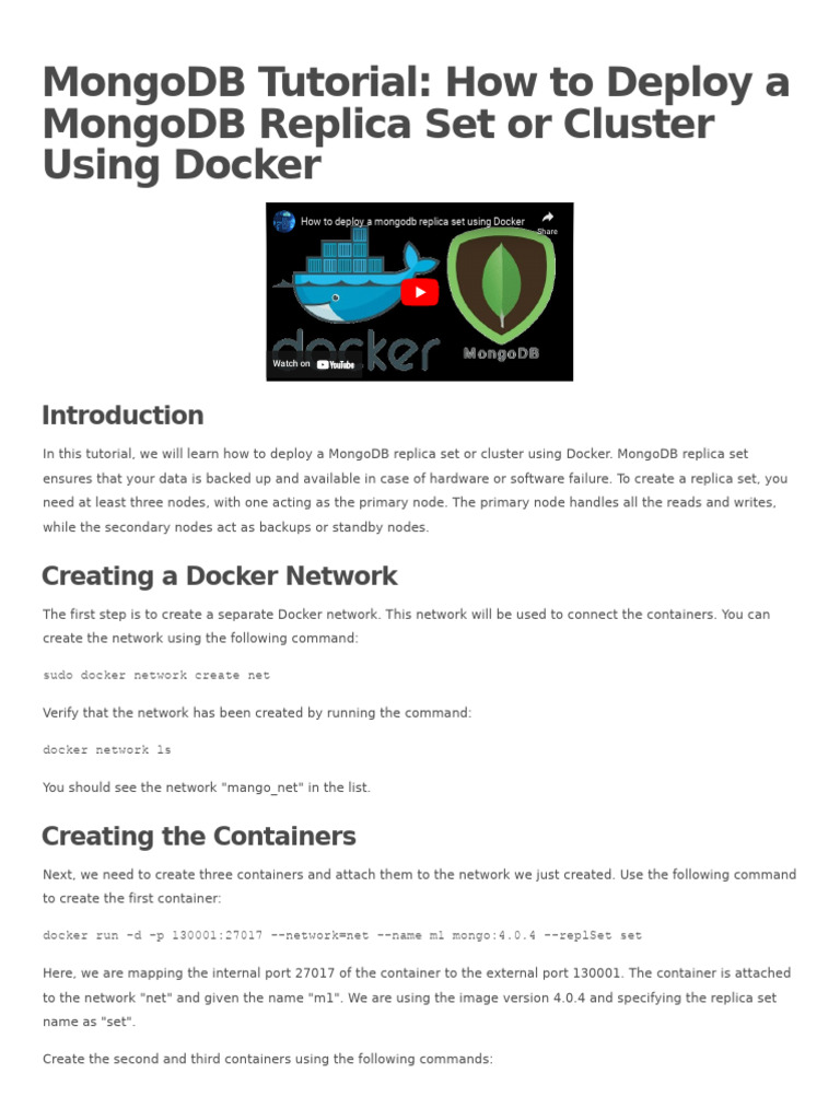 MongoDB Tutorial - How To Deploy A MongoDB Replica Set or Cluster Using ...