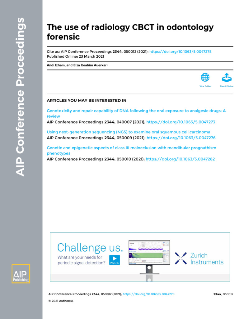 The Use of Radiology CBCT in Odontology Forensic: Articles You May Be ...