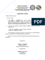 Certificate of Ranking