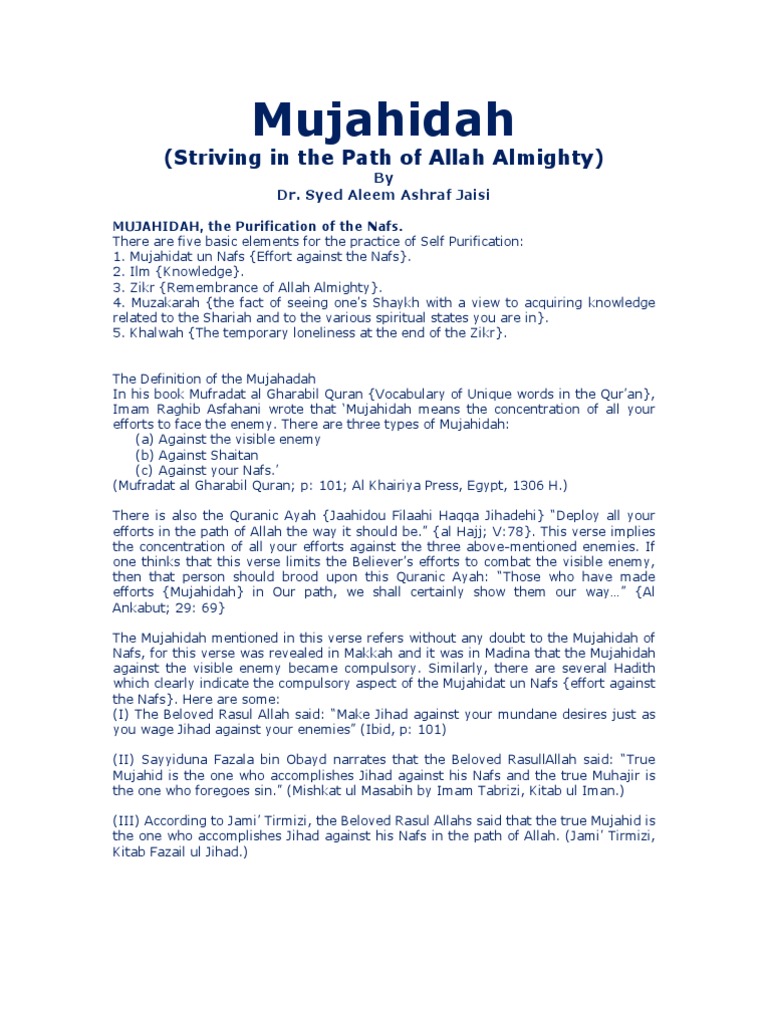 Mujahidah - Striving in The Path of Allah Almighty | PDF | Prophets And ...