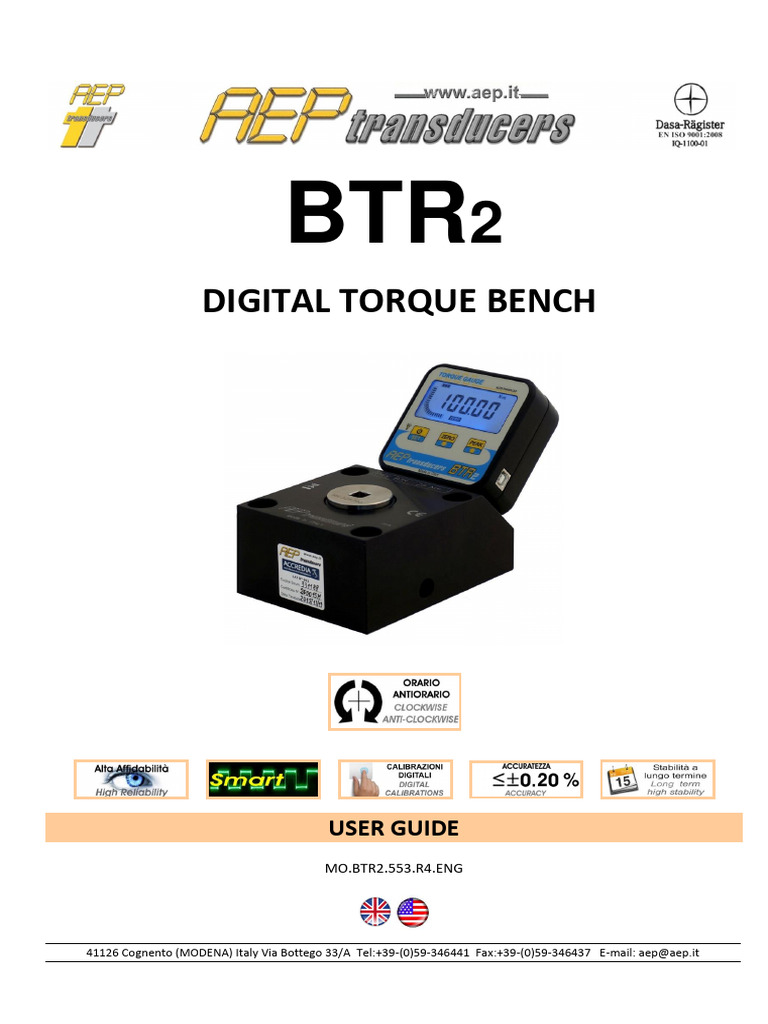 BTR2 Digital Torque Bench User Guide | PDF | Calibration | Rechargeable ...