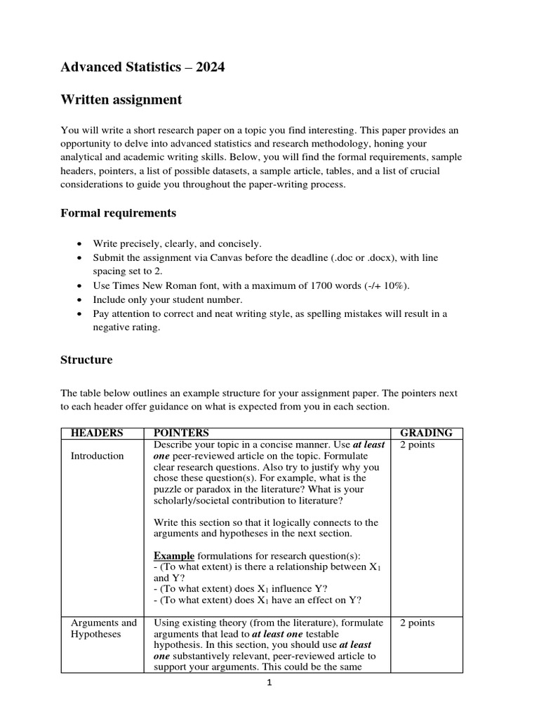 Assignment guidelines pdf regression analysis statistics