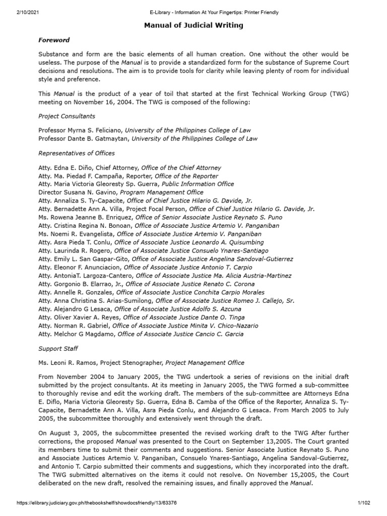 2005 Supreme Court Manual of Judicial Writing 1 | PDF | Bracket | Comma