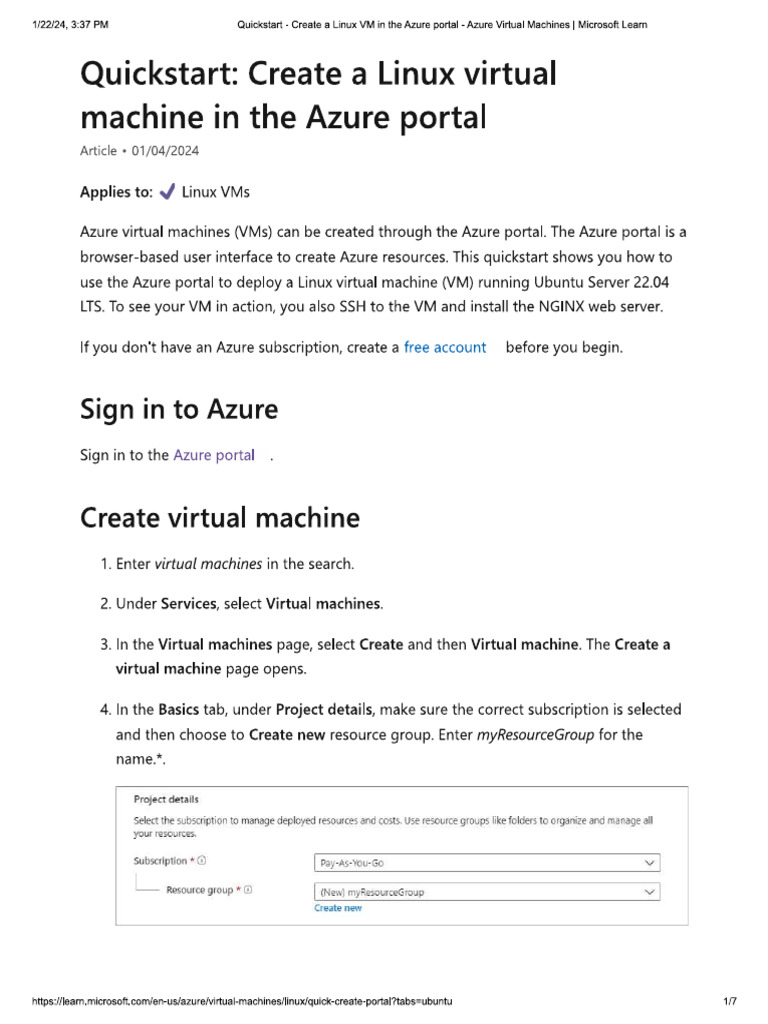 Azure Linux VM Portal LAB | PDF