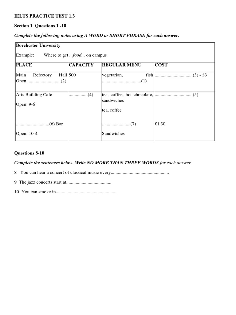 Ielts practice test 1 3 download free pdf teaching method learning