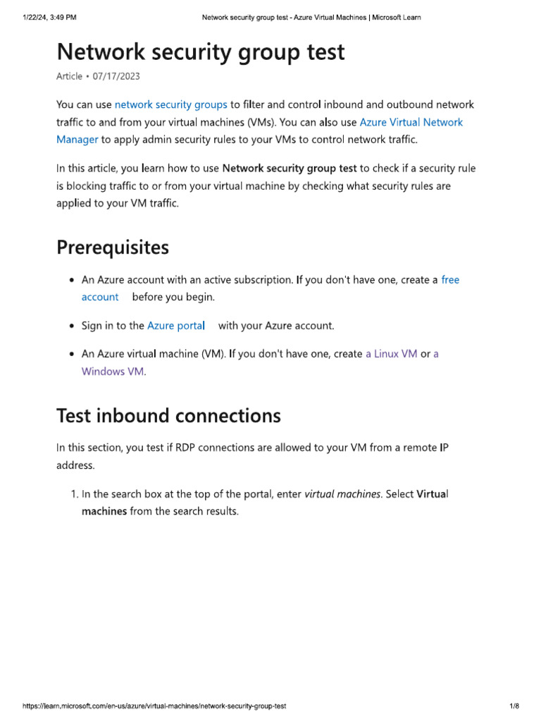 Network Security Group Test | PDF