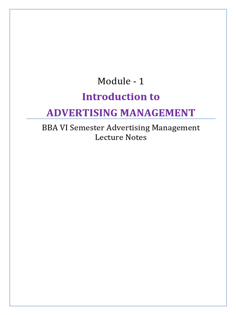 Introduction to Advertising Management | PDF | Demand | Consumer Behaviour