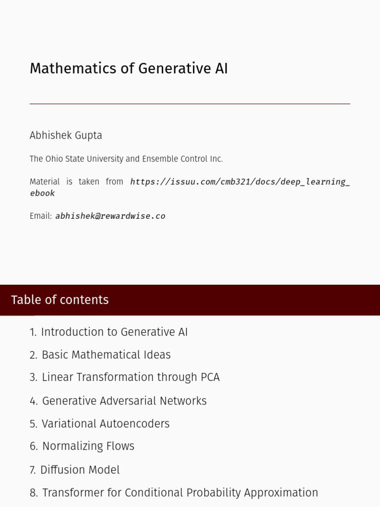 Mathematics Of Generative Ai Pdf Artificial Intelligence