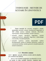 Metodologie - Metode de Cercetare În Lingvistică