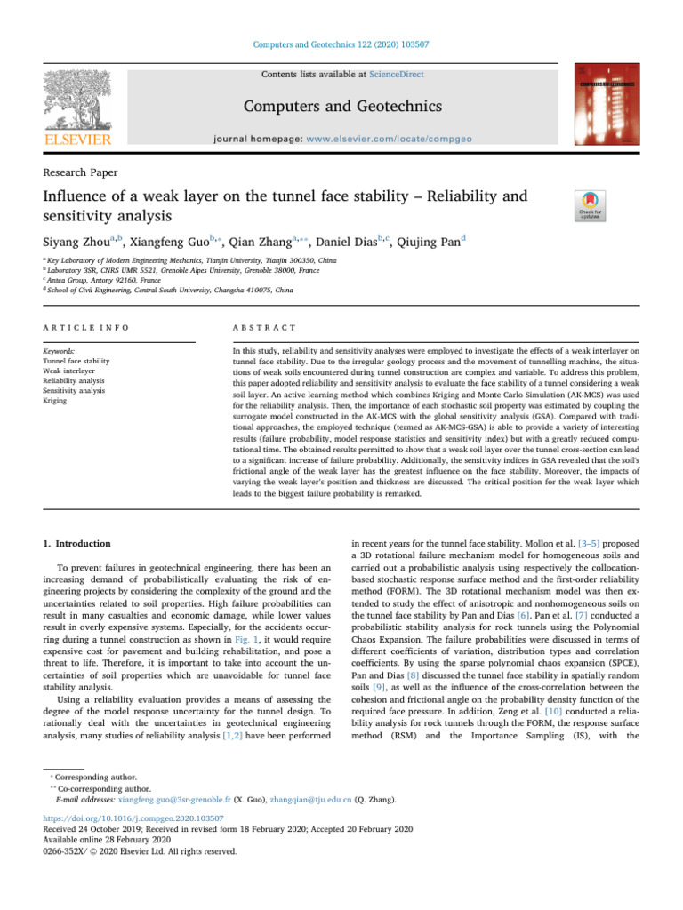 Influence of A Weak Layer On The Tunnel Face Stability - 2020 ...