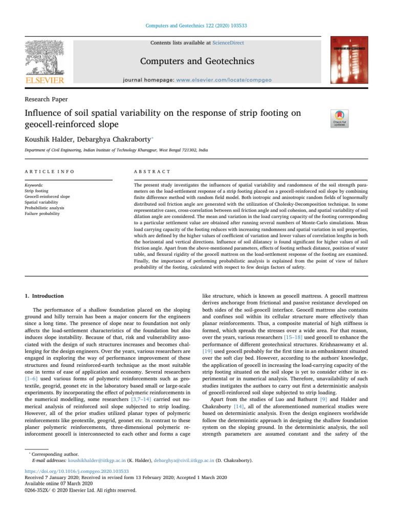 Influence of Soil Spatial Variability On The Response of 2020 Computers ...
