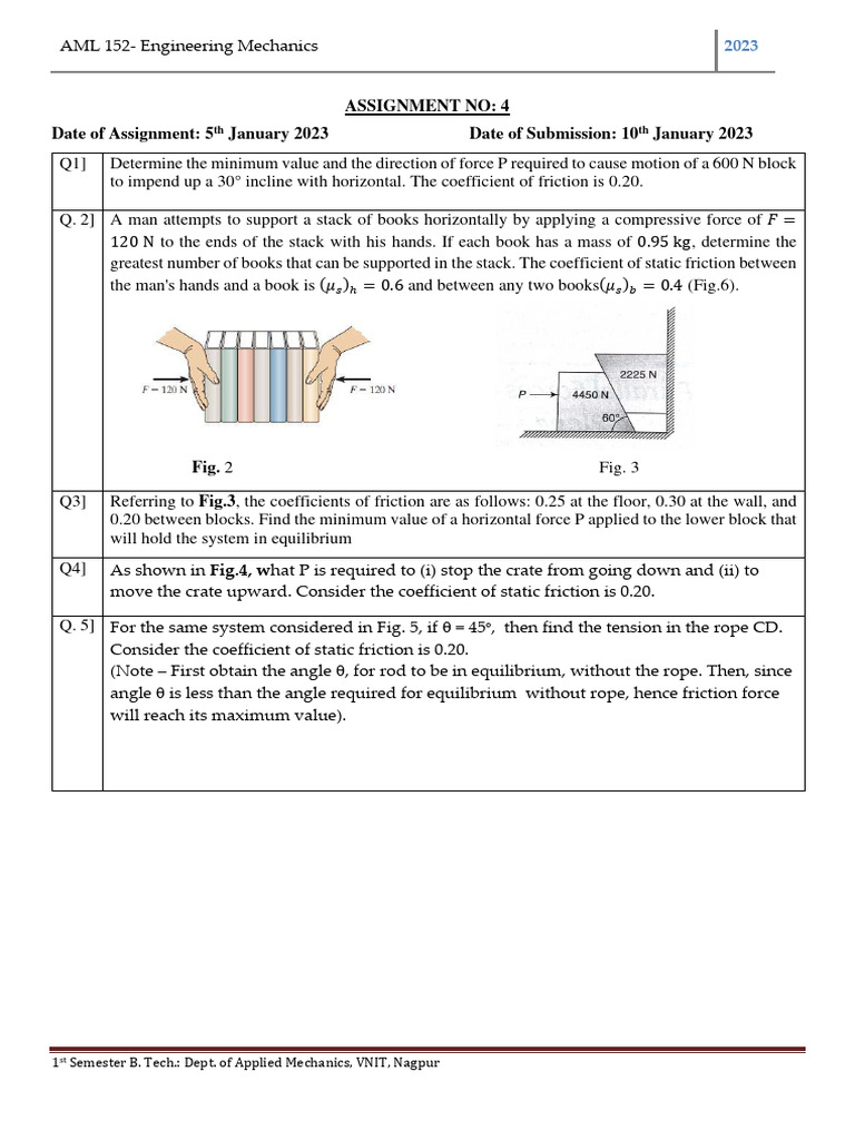 Assignment No 4 Pdf Force Friction