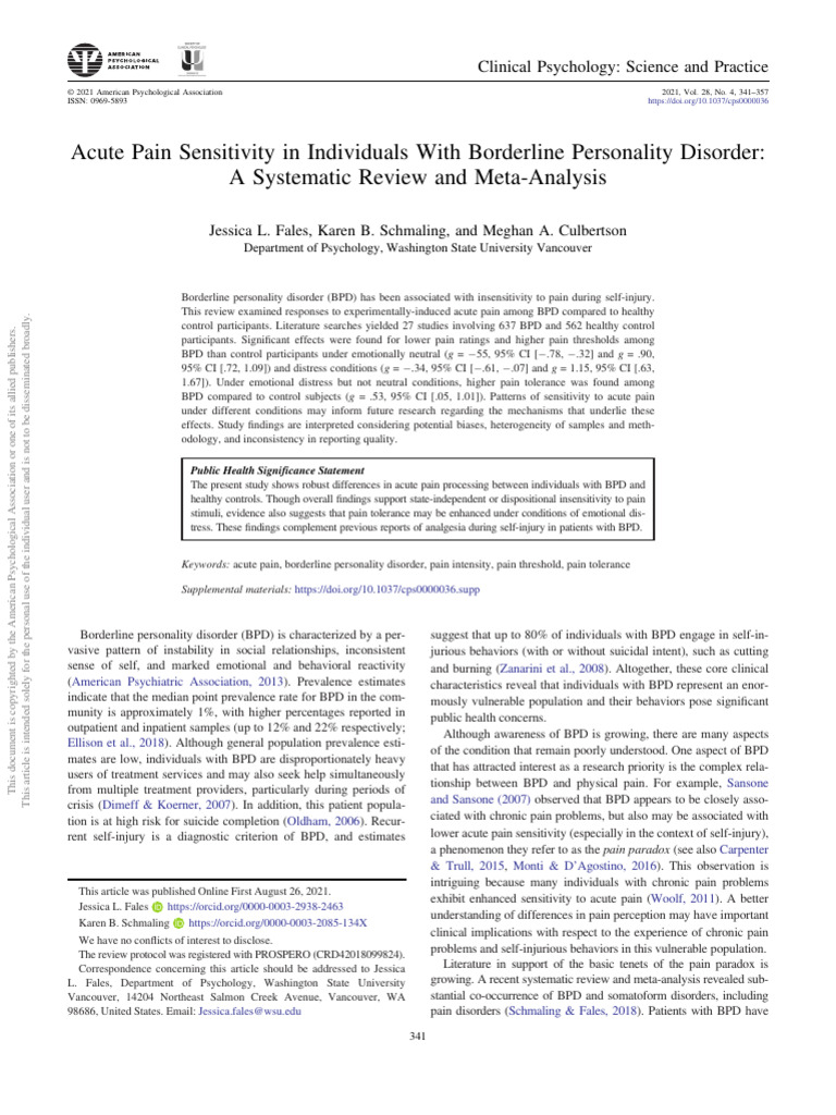 Borderline | PDF | Borderline Personality Disorder | Systematic Review