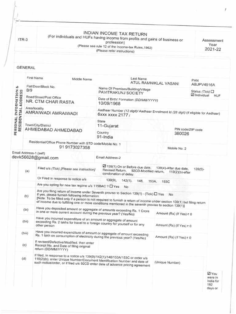 Itr Form 5 Download
