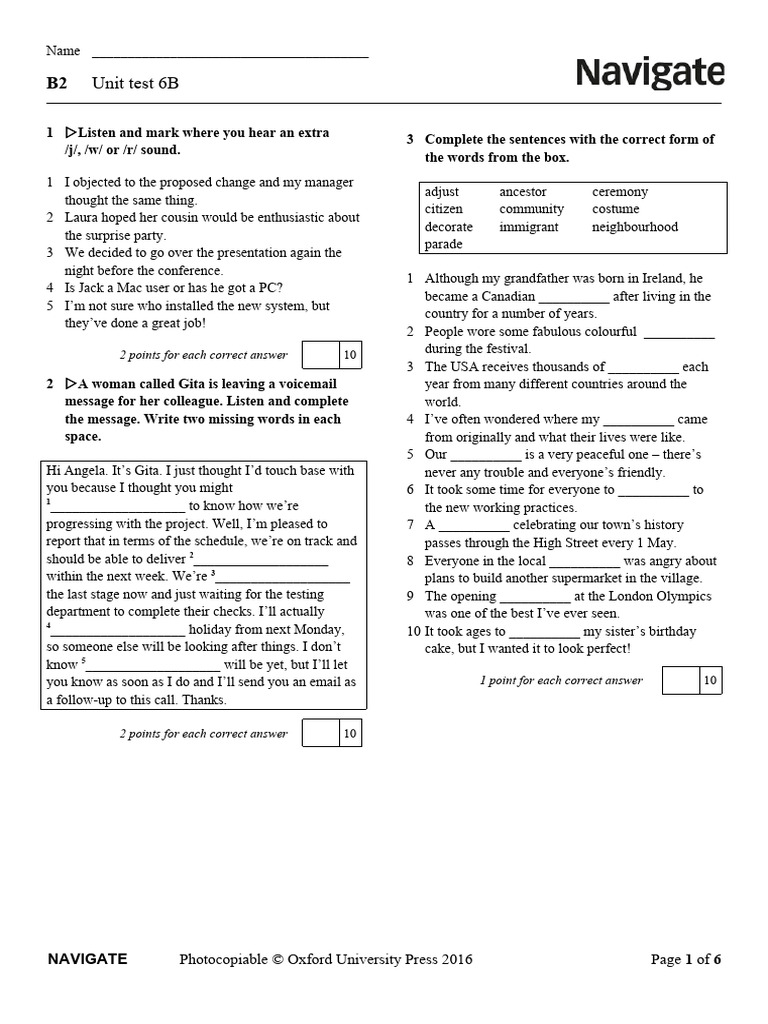 Unit Test 6B Overview and Exercises | PDF | Career & Growth