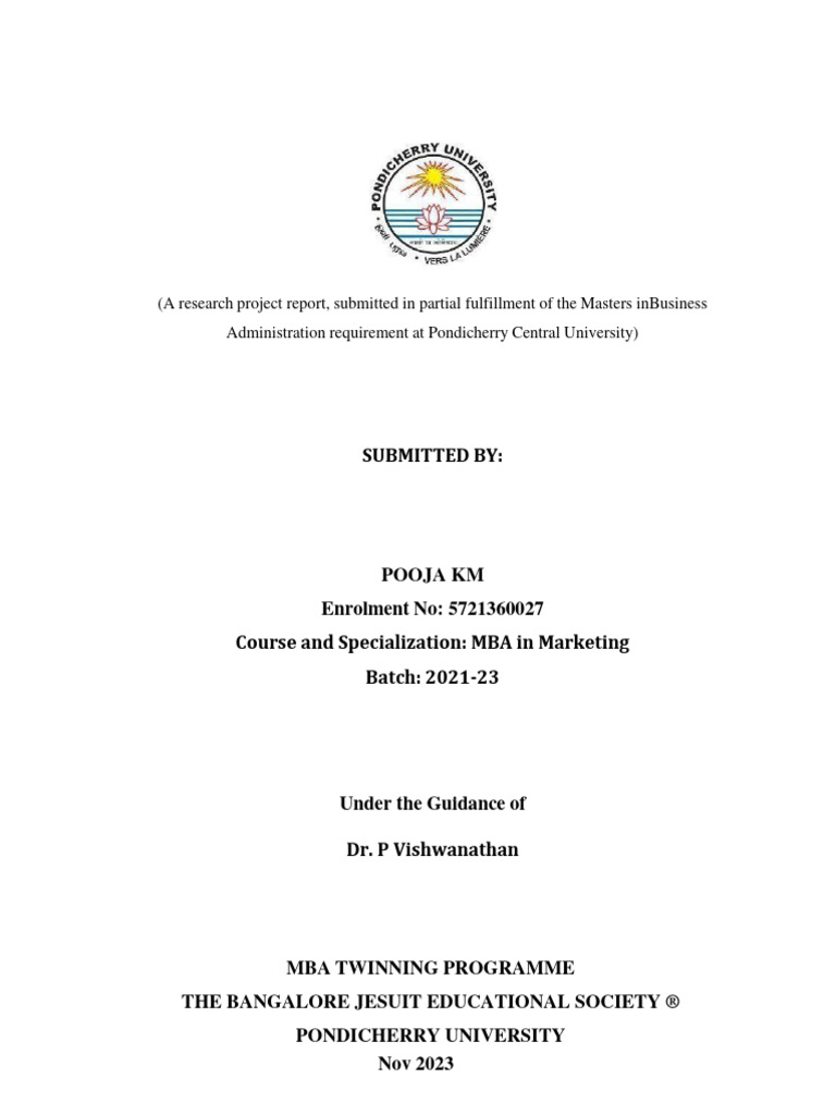 Pooja MBA Report 2.0 | PDF