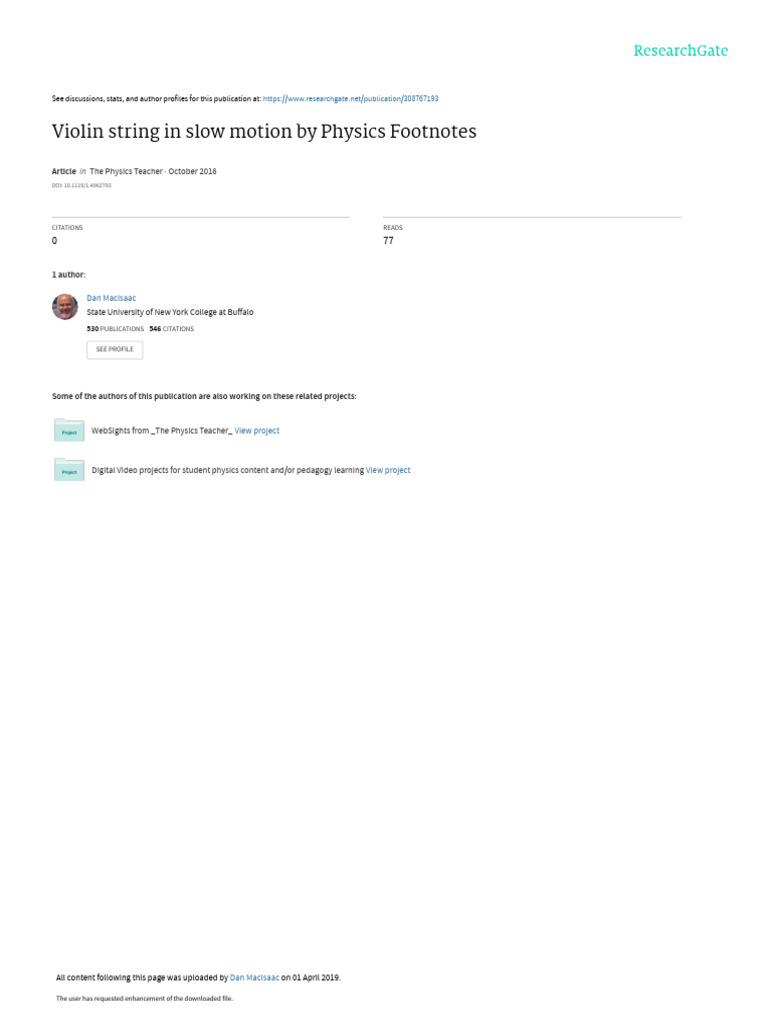 Violin String in Slow Motion by Physics Footnotes The Physics Teacher