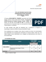 Edital 2021 Processo Seletivo Arcelormittal Tubarao Cursos Tecnicos Mecanica e Eletrotecnica