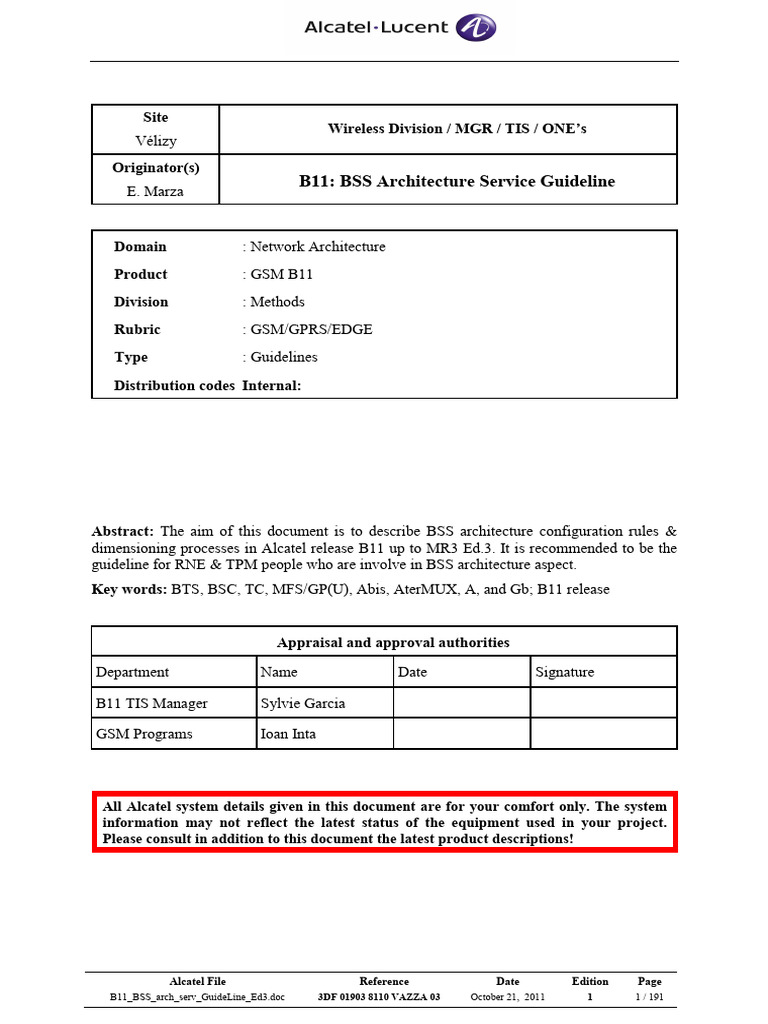 B11 Bss Arch Serv Guideline Ed3 Pdf Computer Science Radio Technology