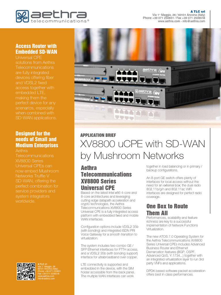 Aethra XV8800: uCPE with SD-WAN | PDF | Computer Network | Customer ...