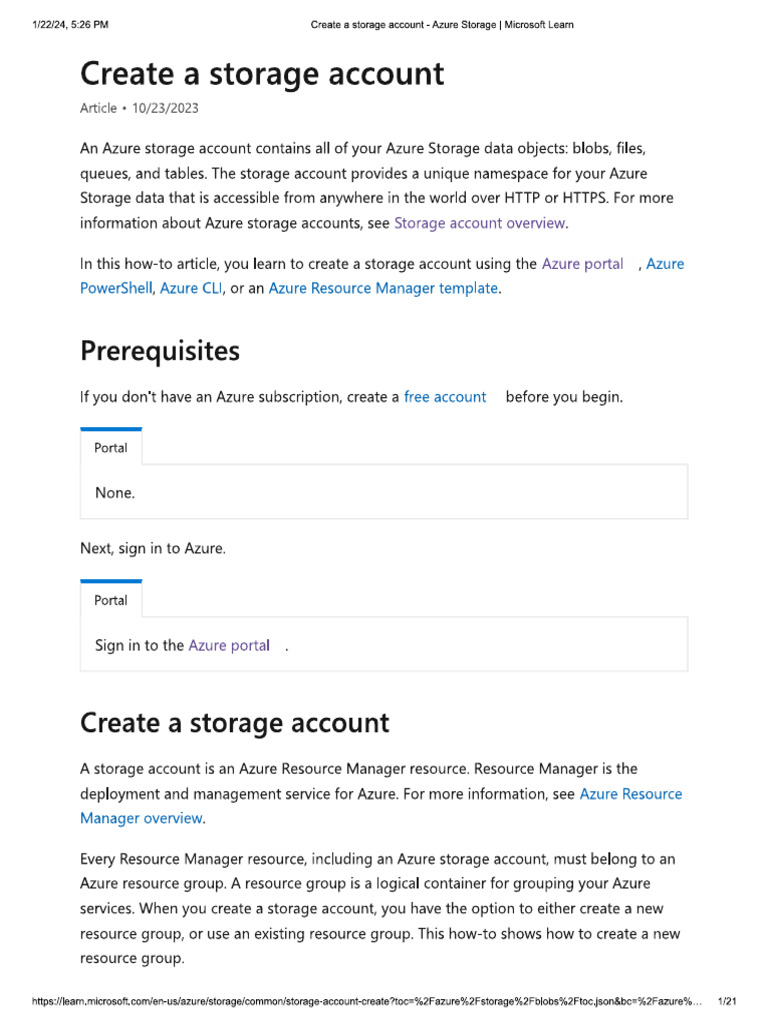 Create a storage account | PDF
