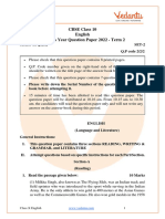CBSE Class 10 English Literature Question Paper 2022 With Solutions Free PDF