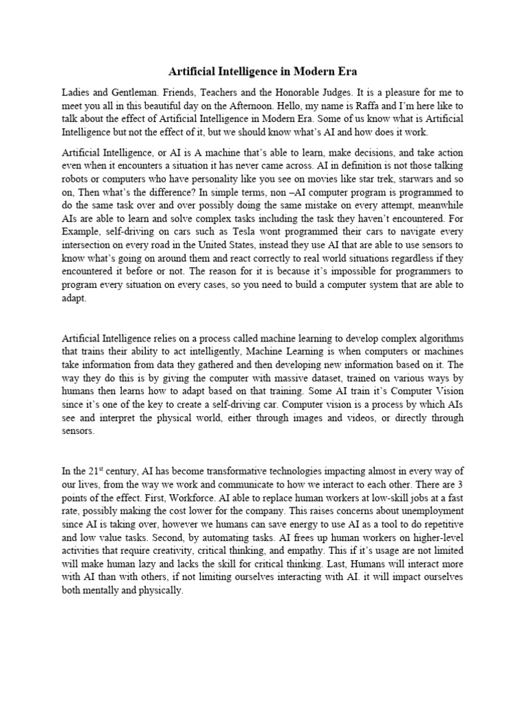 Artificial Intelligence in Modern Era | PDF | Artificial Intelligence ...