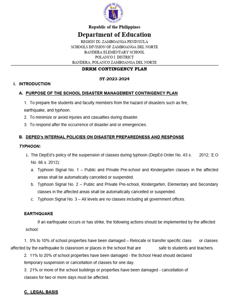 Bandera Contingency Plan | PDF | Emergency Management | Disaster Risk ...