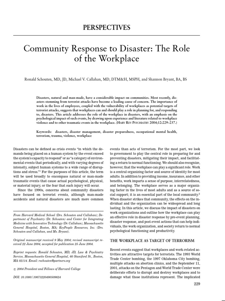 Community Response To Disaster The Role | PDF | Emergency Management ...