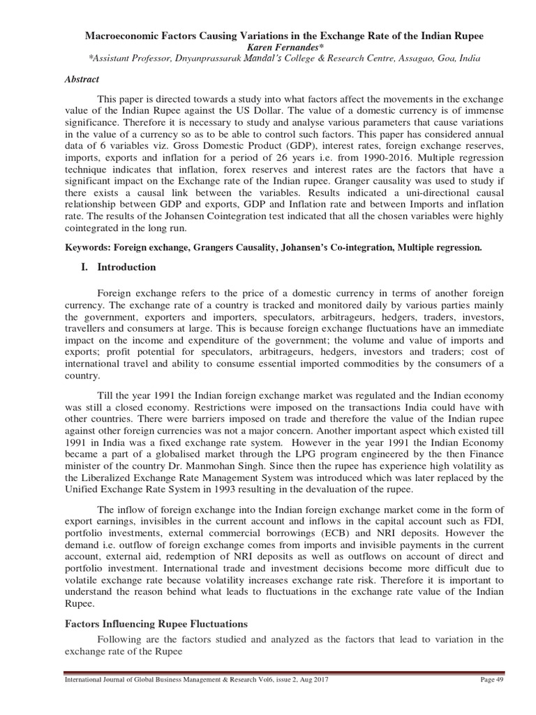 Macroeconomic Factors Causing Variations in The Exchange Rate of The ...