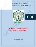 Delhi Public School Secunderabad, Nacharam: Holiday Assignment Science Stream