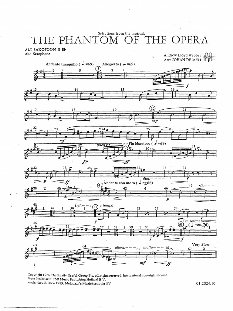 The Phantom of The Opera - 2. Alt Sax | PDF