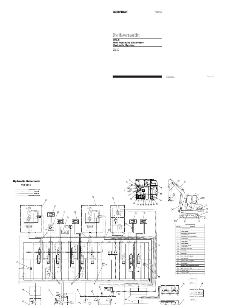 303.5 Mini Excavator Hydraulic Schematic | PDF | Mechanical Engineering ...