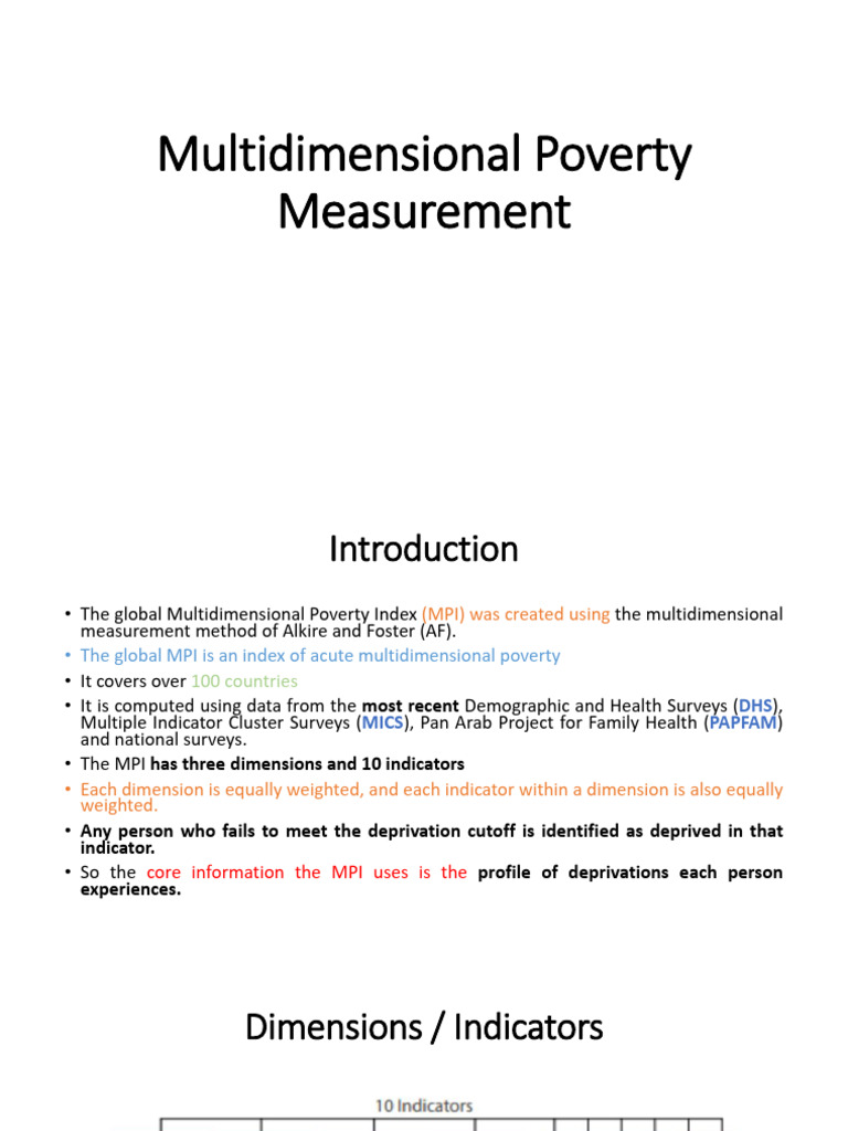 Understanding Multidimensional Poverty Index | PDF | Standard Of Living ...
