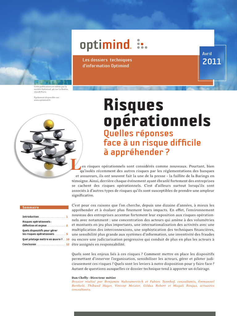 Gestion des risques opérationnels en entreprise | PDF | Risque ...