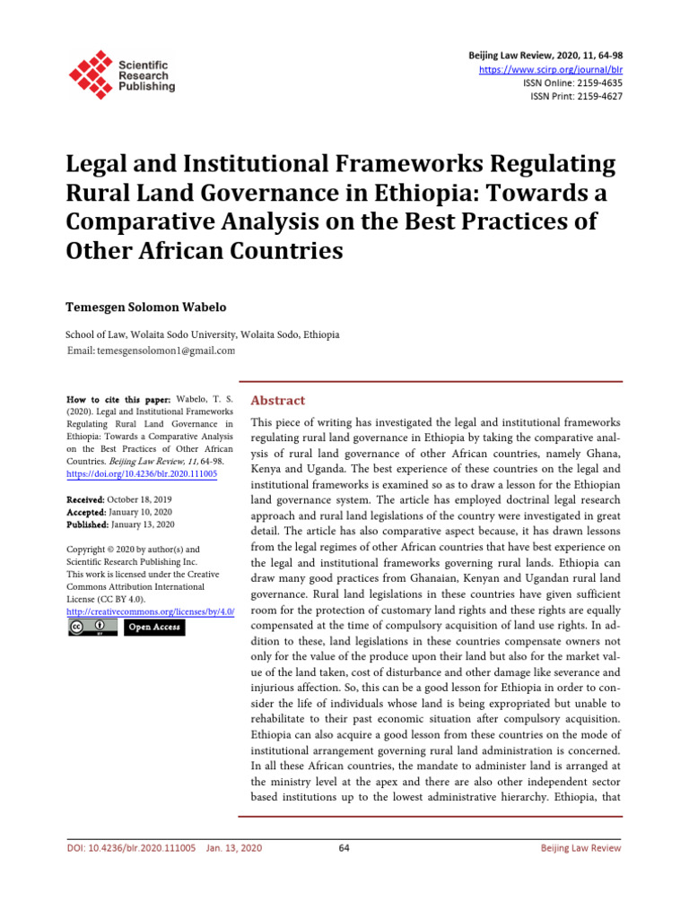Legal and Institutional Frameworks Regulating Rura | PDF | Politics ...