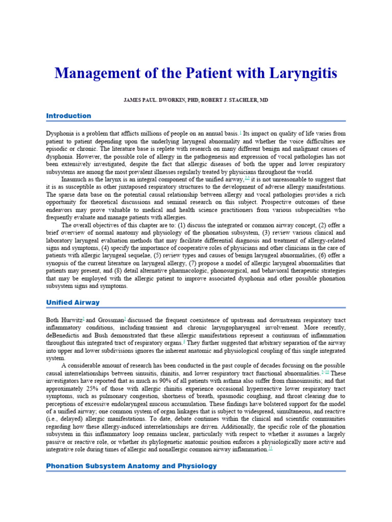 Management of The Patient With Laryngitis1 | PDF | Larynx | Human Voice