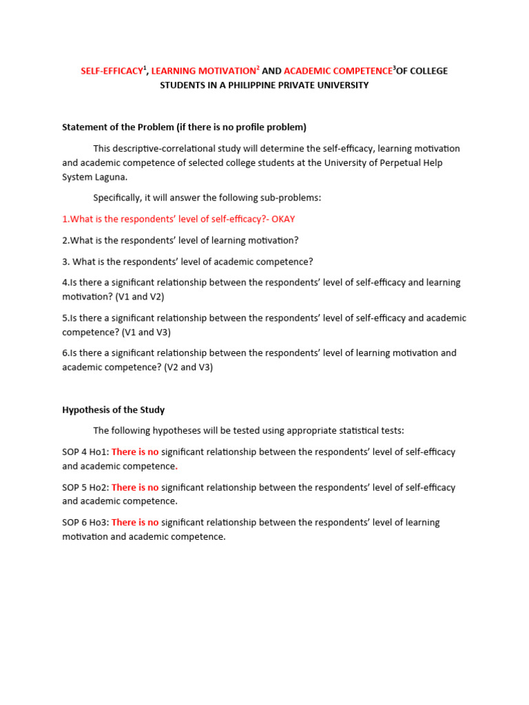 Self-Efficacy and Learning Motivation in Students | PDF | Self Efficacy ...