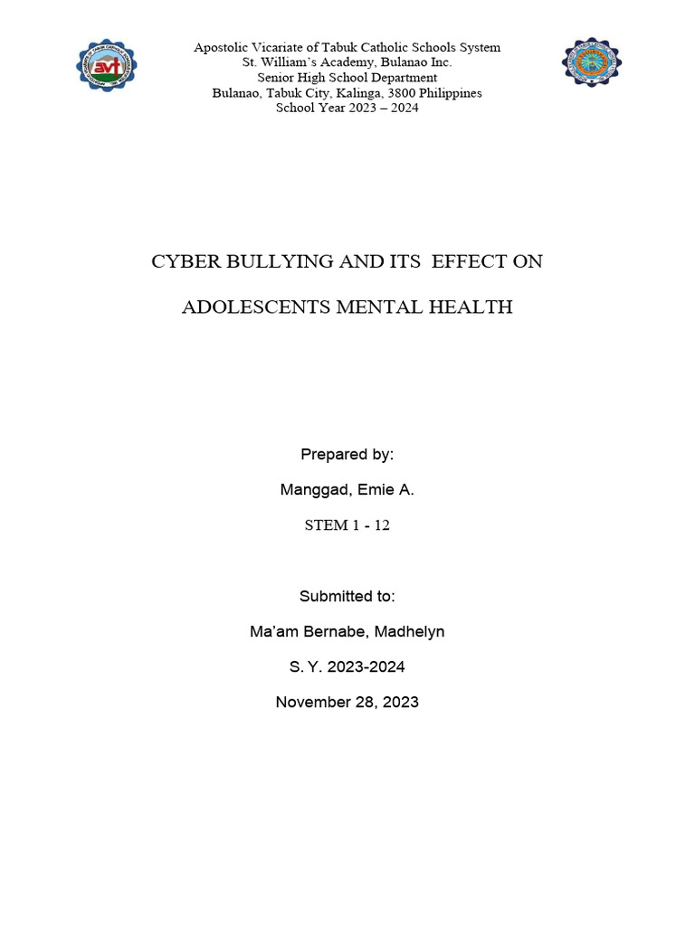 Cyber Bullying and Its Effect On Adolescents Ment | PDF | Cyberbullying ...