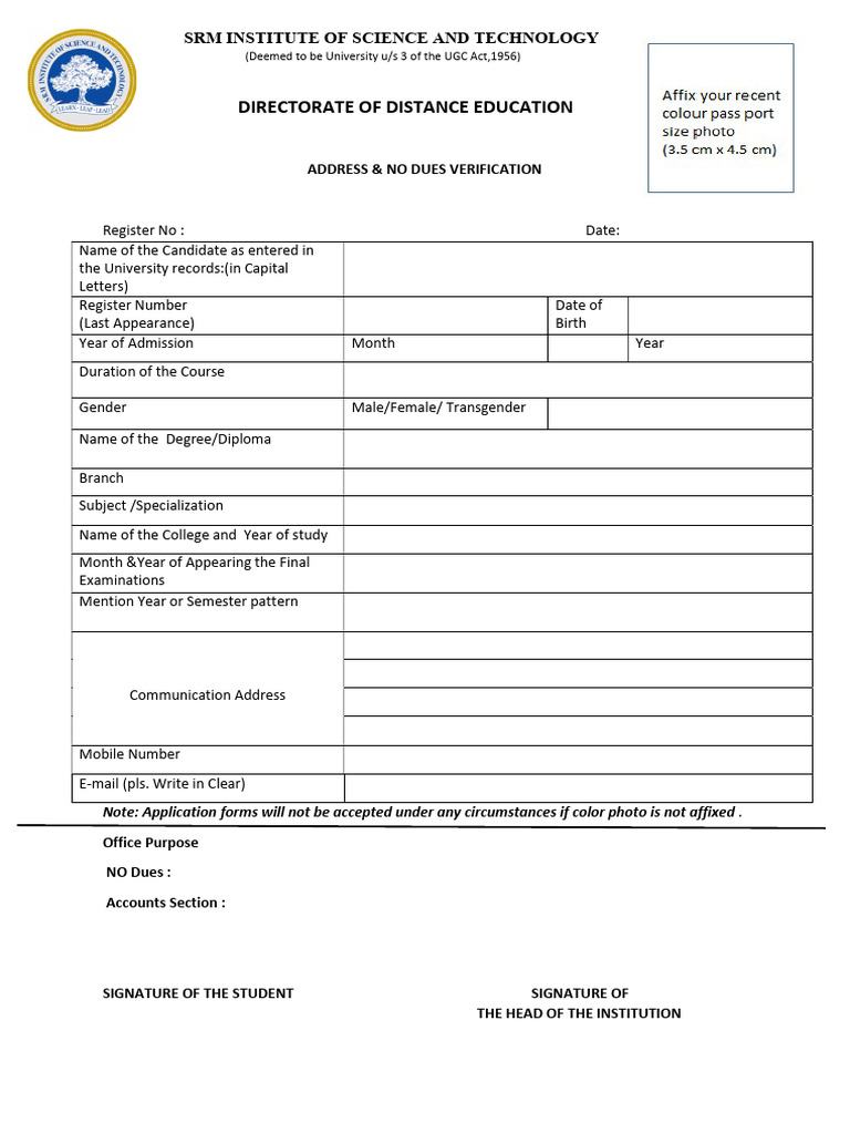 SRM Convocation Application Form Guide | PDF