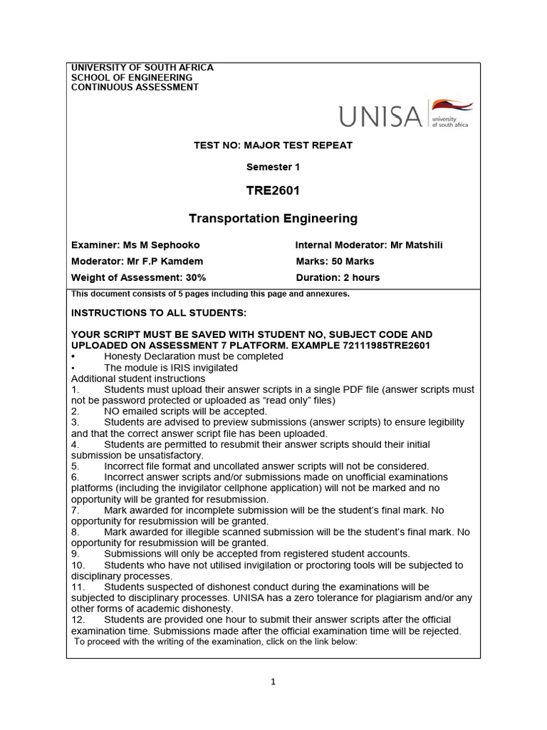 TRE2601 Major Test Repeat | PDF | Drainage Basin | Earth Sciences