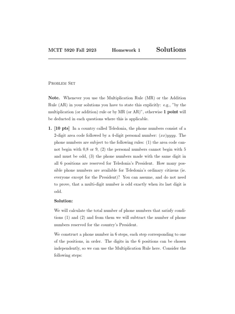 MCIT 5920 Fall 2023 Homework Solutions | PDF | Elementary Mathematics ...