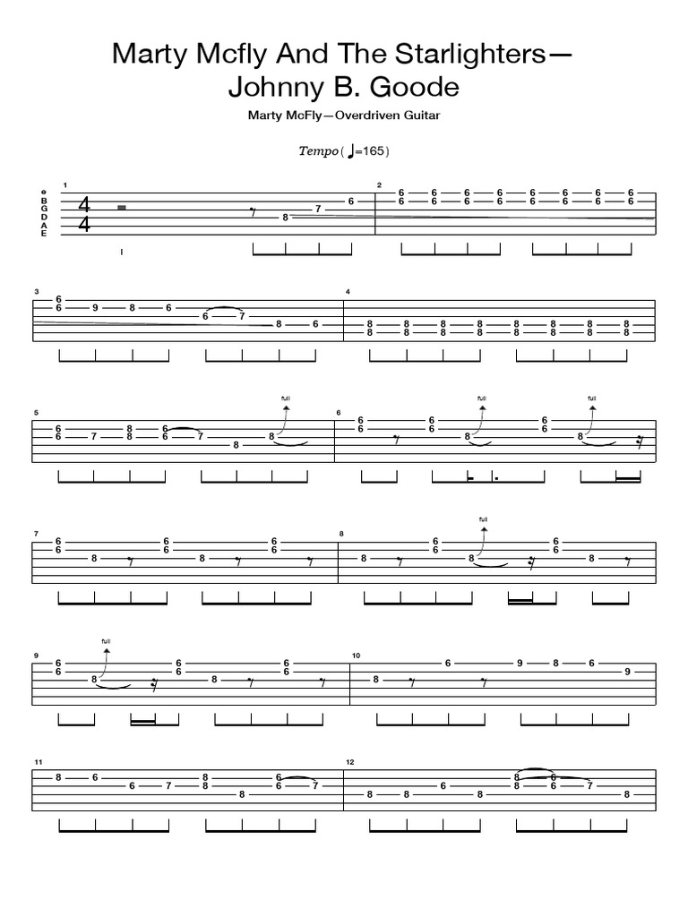 Johnny b goode tab by marty mcfly and the starlighters marty mcfly