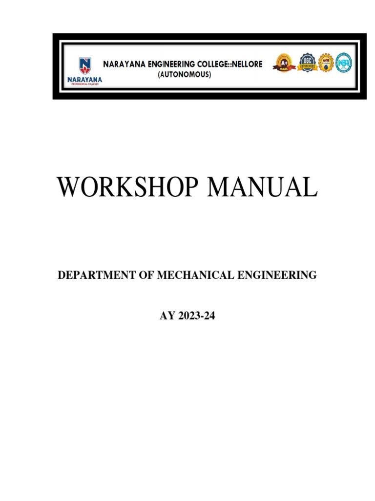 Mechanical Engineering Workshop Manual | PDF | Welding | Construction