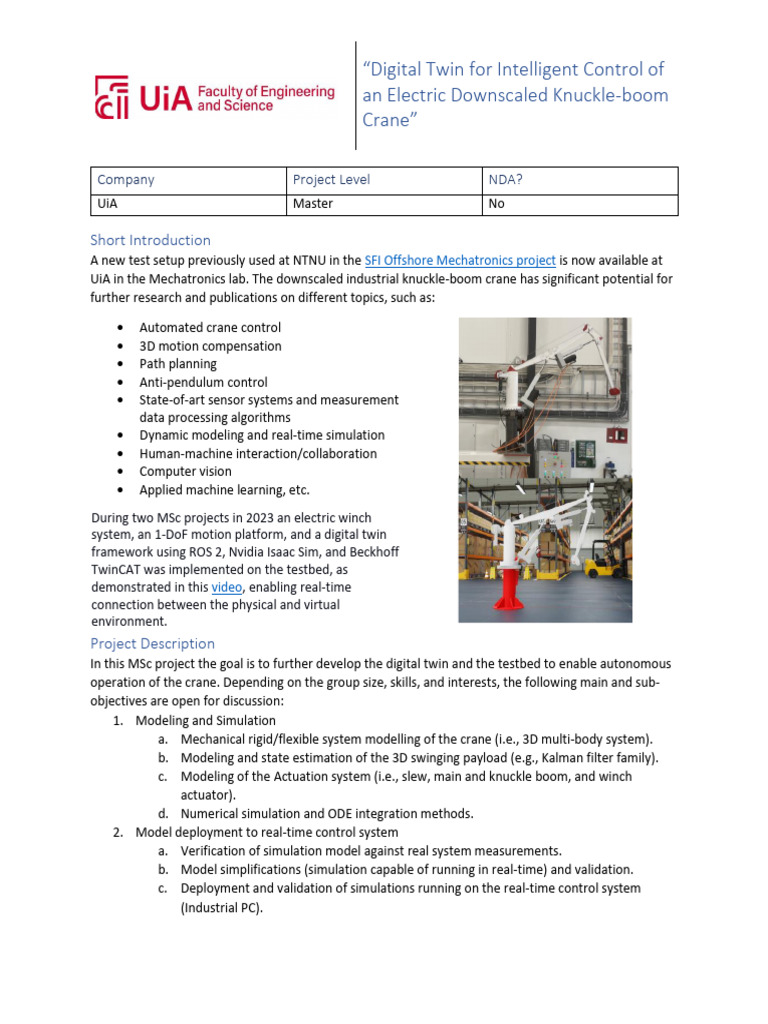 Digital Twin for Knuckle-Boom Crane | PDF | Simulation | Computer ...